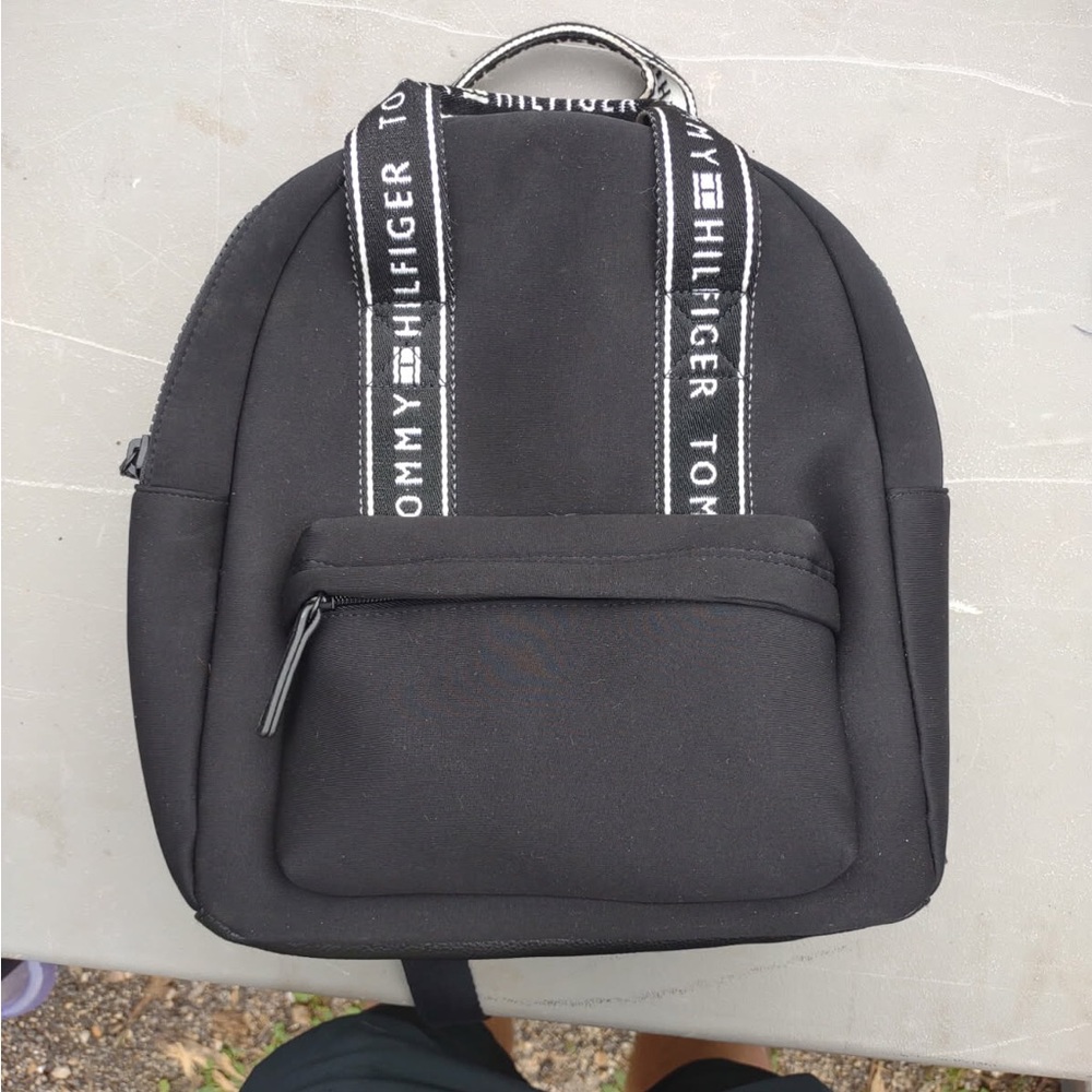 Tommy Hilfiger Black Backpack with Sporty Logo Straps